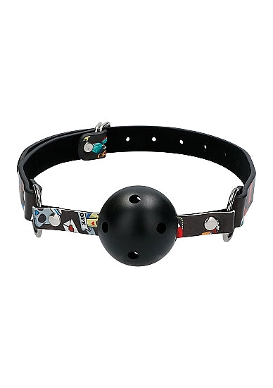 Ball gag with printed straps